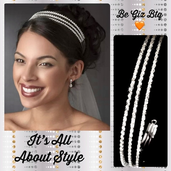 Accessories - NWT Glamorous & Elegant Out-Wedding Triple Row Rhinestones Stunning Headband